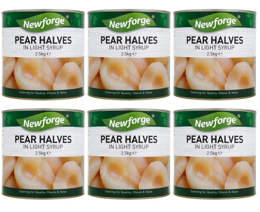 6 x Newforge Pear Halves In Light Syrup 2.5Kg
