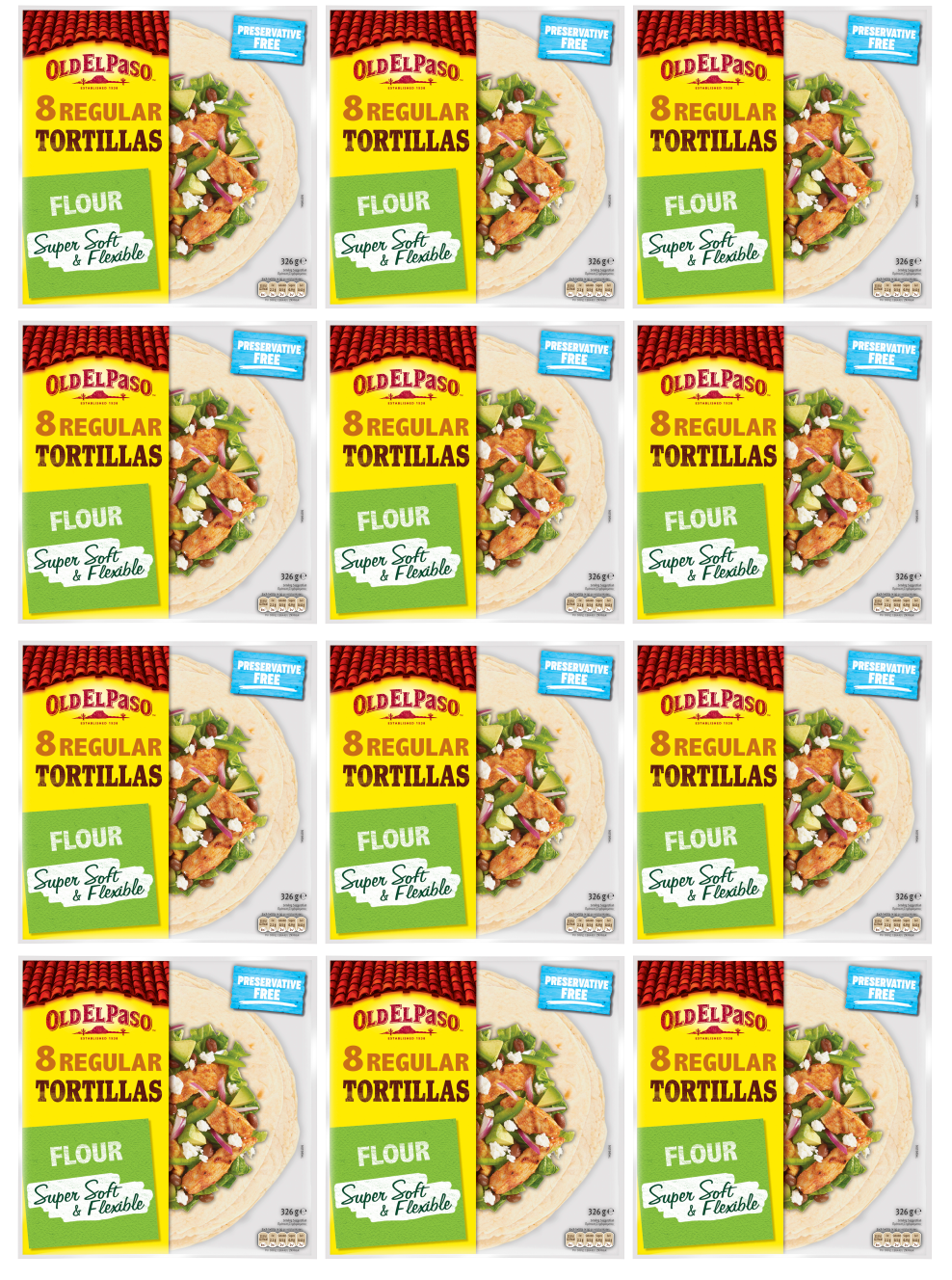 12 x Old El Paso Flour Tortillas 326Gm