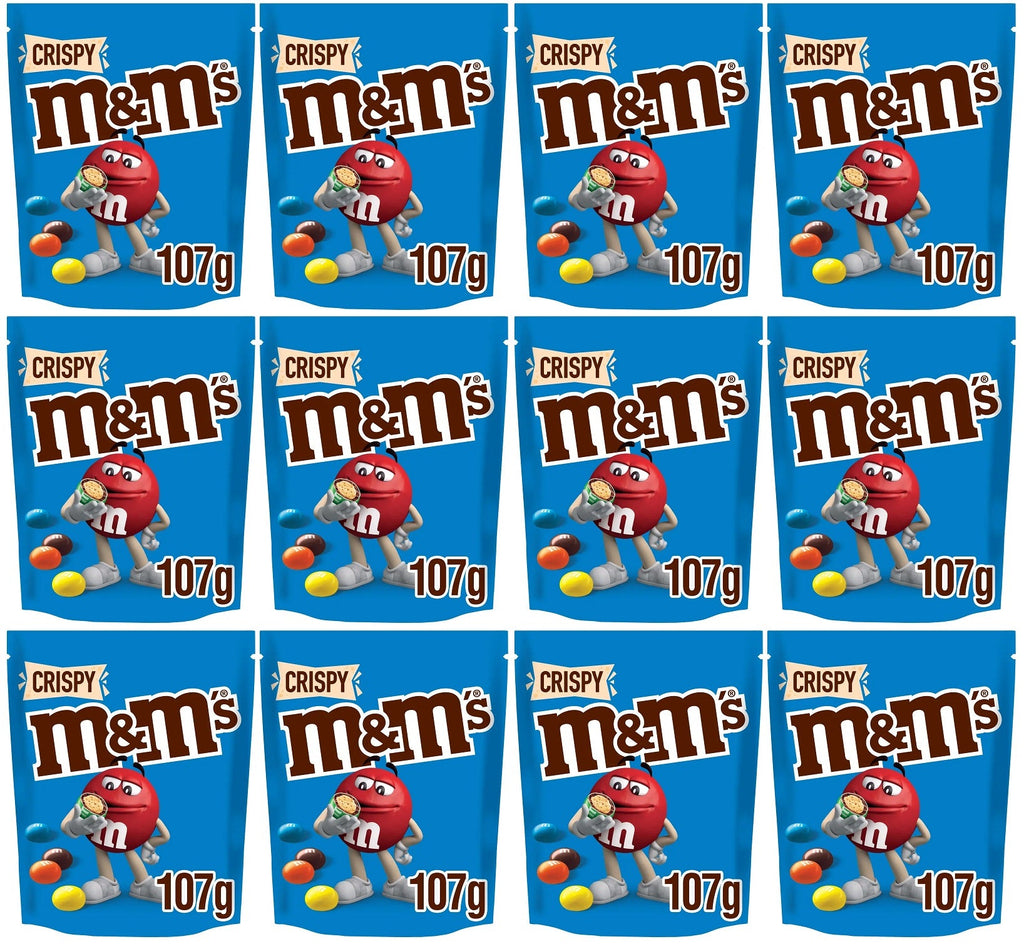 12 x M&M's Crispy Milk Chocolate Bites Pouch Bag 107G