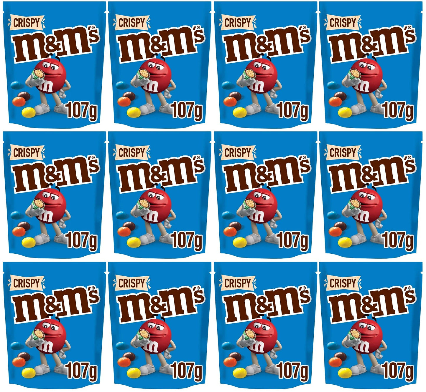 12 x M&M's Crispy Milk Chocolate Bites Pouch Bag 107G