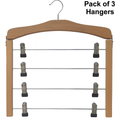 4 Tier Wooden Clothes Hanger Trouser Skirt Pants Organizer Clips Space Saver