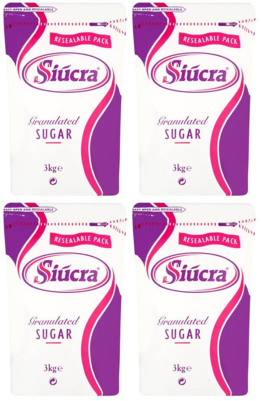 4 x Siúcra Granulated Sugar 3Kg