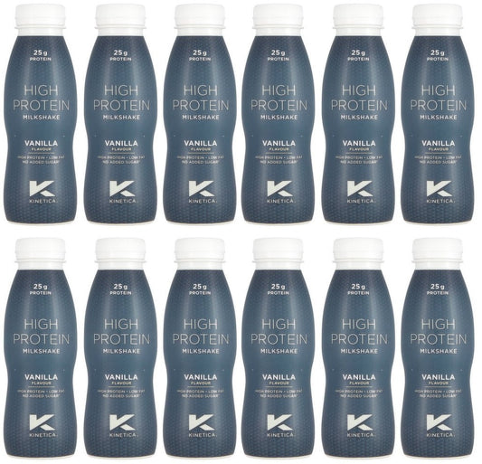 12 x Kinetica High Protein Milkshake Vanilla Flavour 330Ml