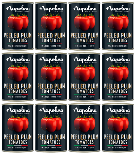 12 x Napolina Peeled Plum Tomatoes 400G