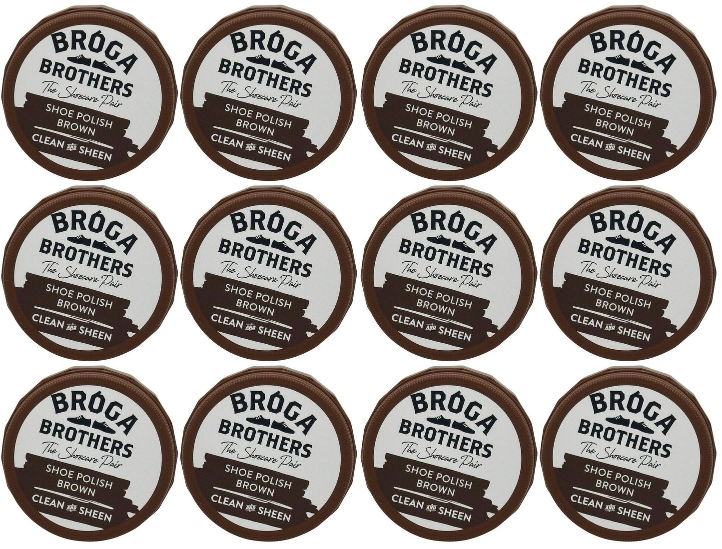 12 x Broga Brothers Brown Shoe Polish Wax