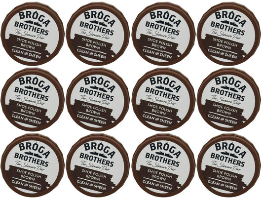 12 x Broga Brothers Brown Shoe Polish Wax