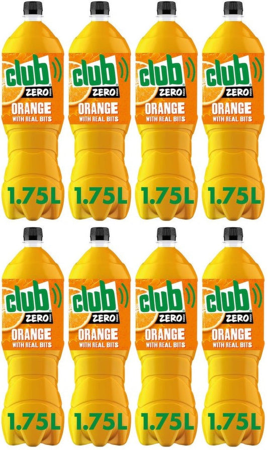 8 x Club Zero Sugar Orange With Real Bits 1.75 Litres