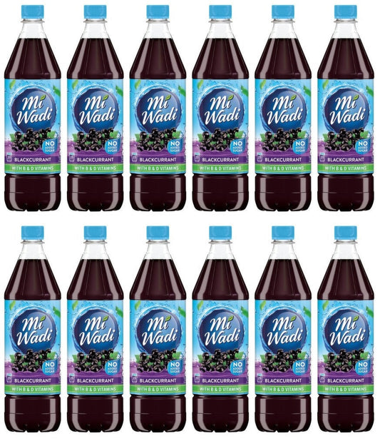12 x Mi Wadi Blackcurrant With B & D Vitamins 1L