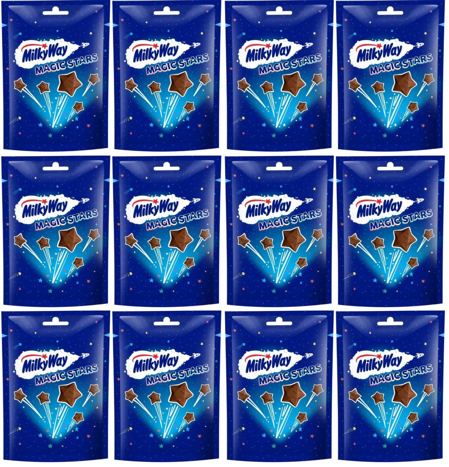 12 x Milky Way Magic Stars Milk Chocolate Bites Pouch Bag 100G