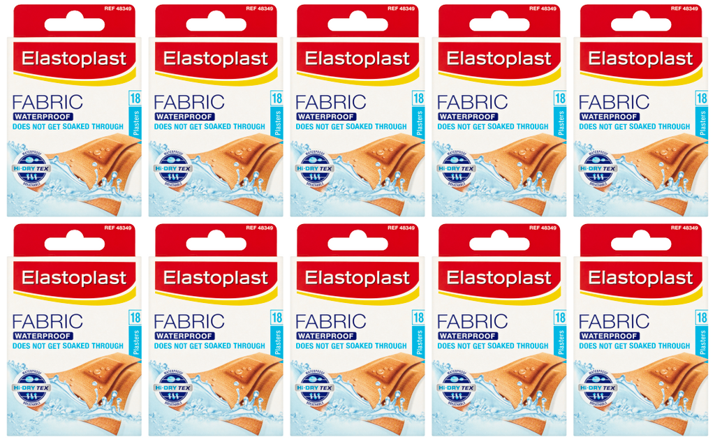 10 x Elastoplast Fabric Waterproof Plasters 18 Pack