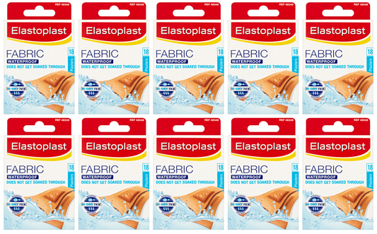 10 x Elastoplast Fabric Waterproof Plasters 18 Pack