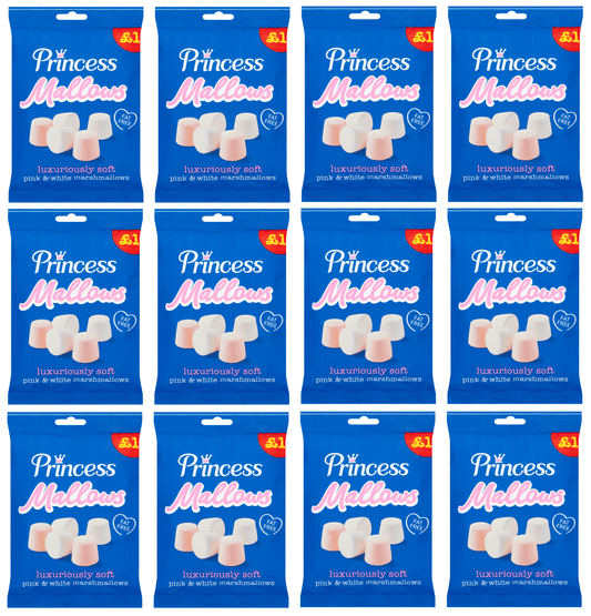 12 x Princess Marshmallows Pink & White 150Gm