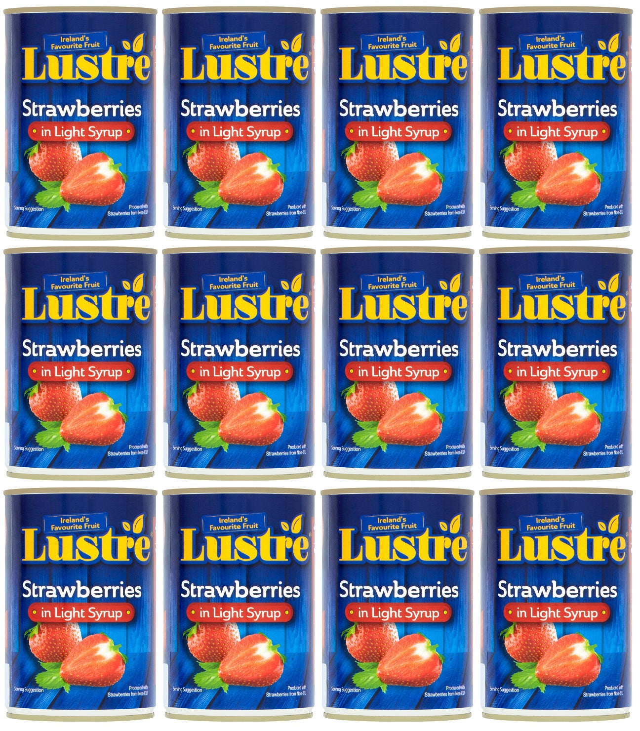 12 x Lustre Strawberries In Light Syrup 410G