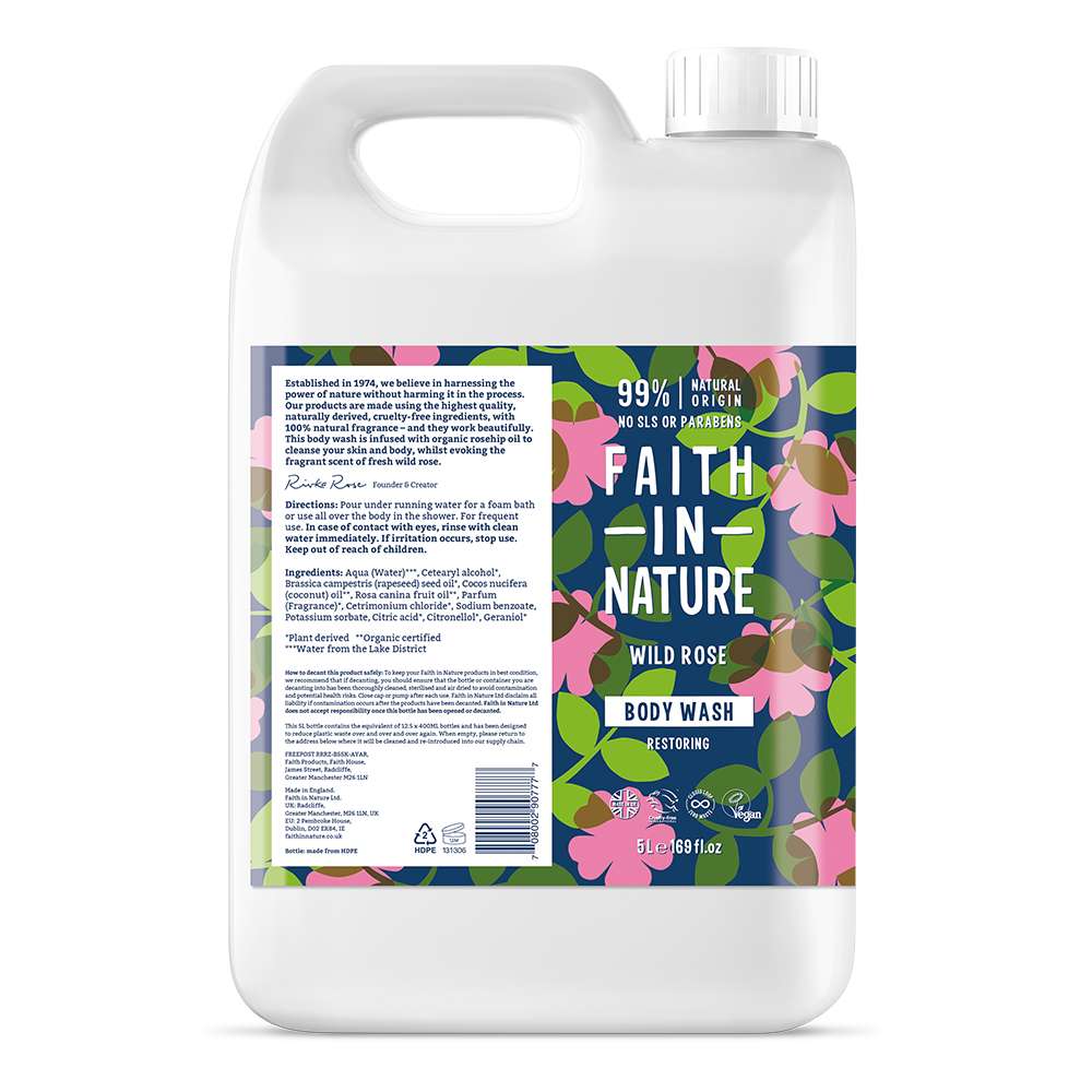 Faith In Nature Wild Rose Body Wash - 5ltr