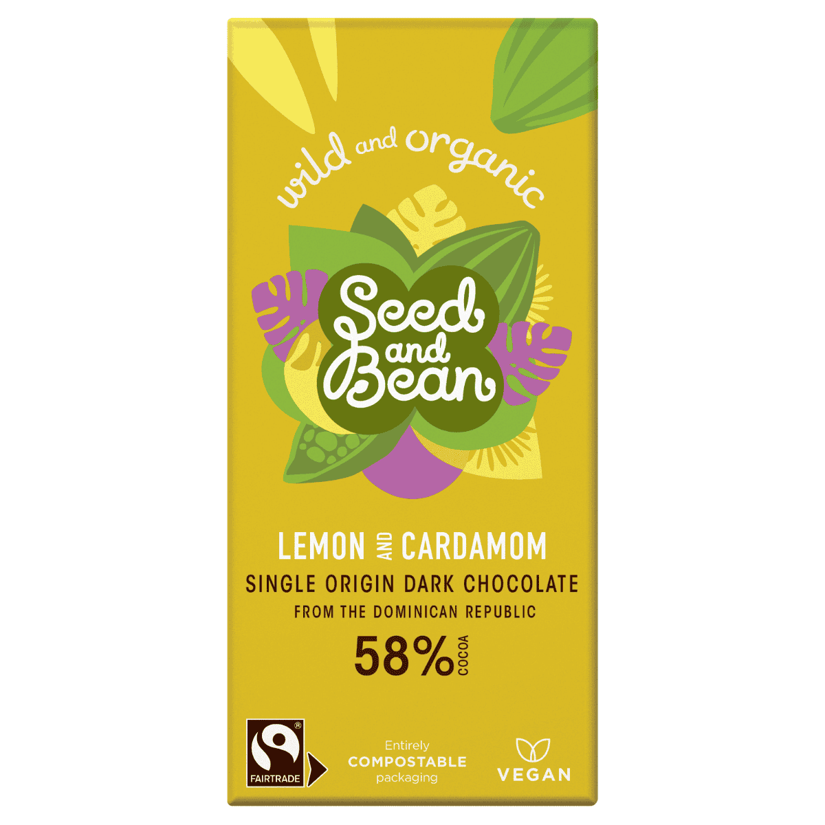 10 x Seed & Bean Dark 58% Lemon & Cardamon FT & Org - 75g