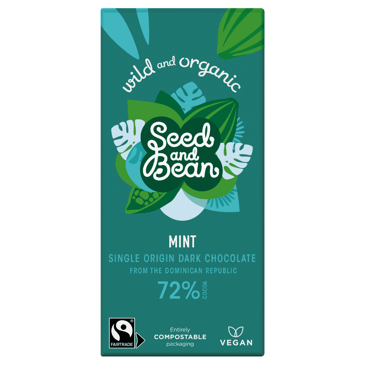 10 x Seed & Bean Dark 72% FT & Org English Mint Bar - 75g