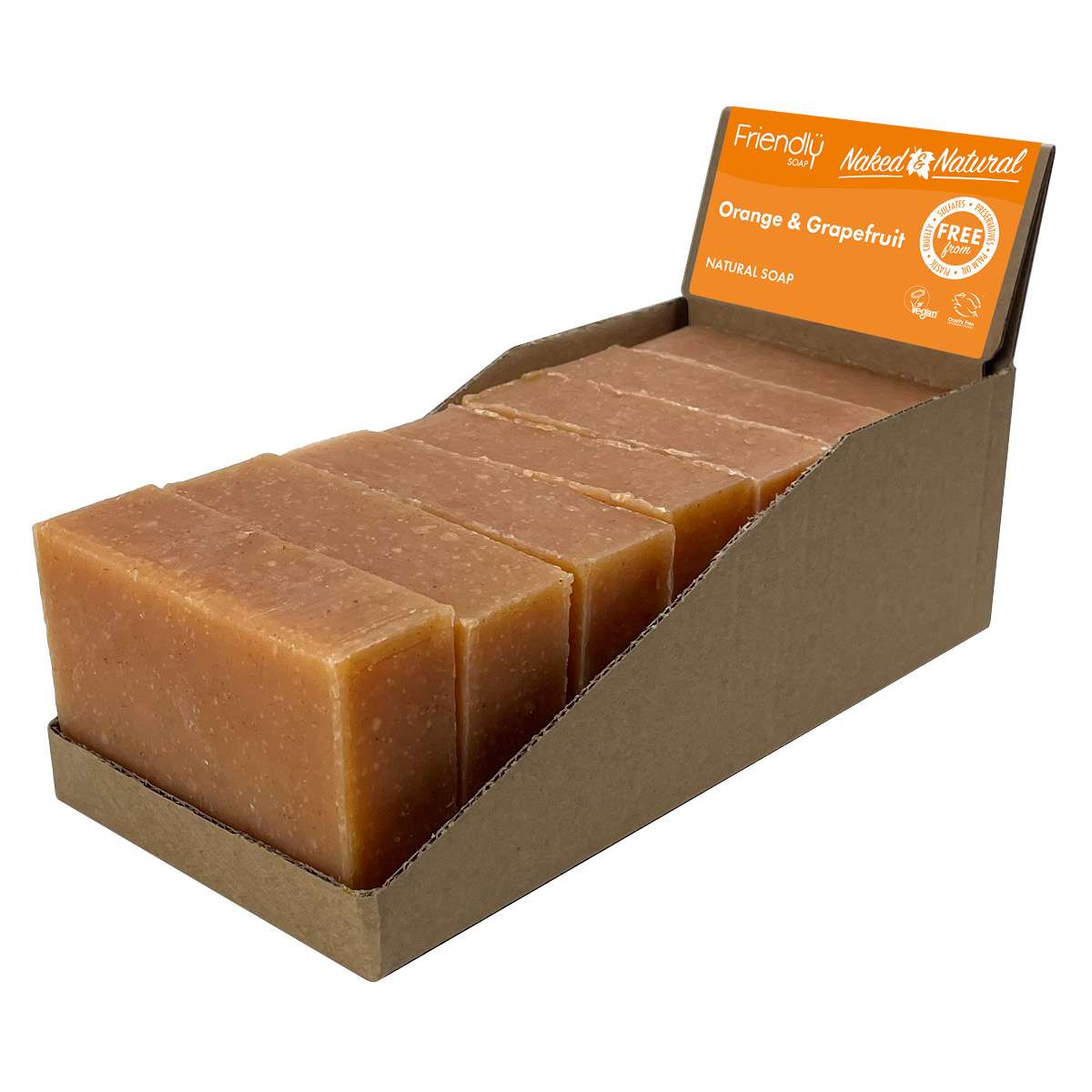 6 x Friendly Soap Naked & Natural Soap Orange Grapefruit - 95g
