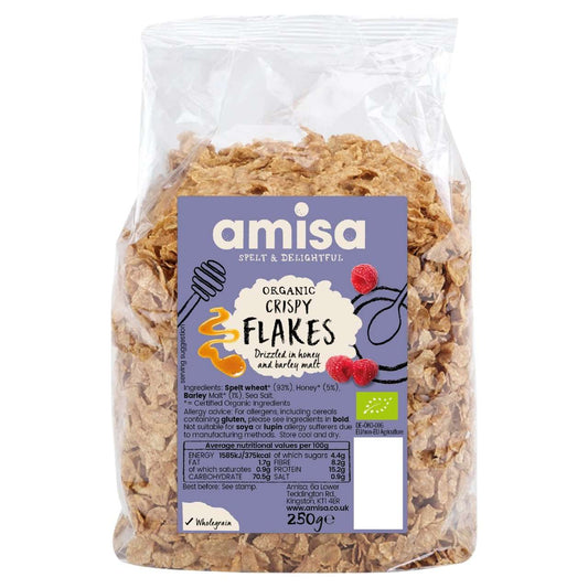 Amisa Organic Crispy Spelt Flakes with Honey - 250g