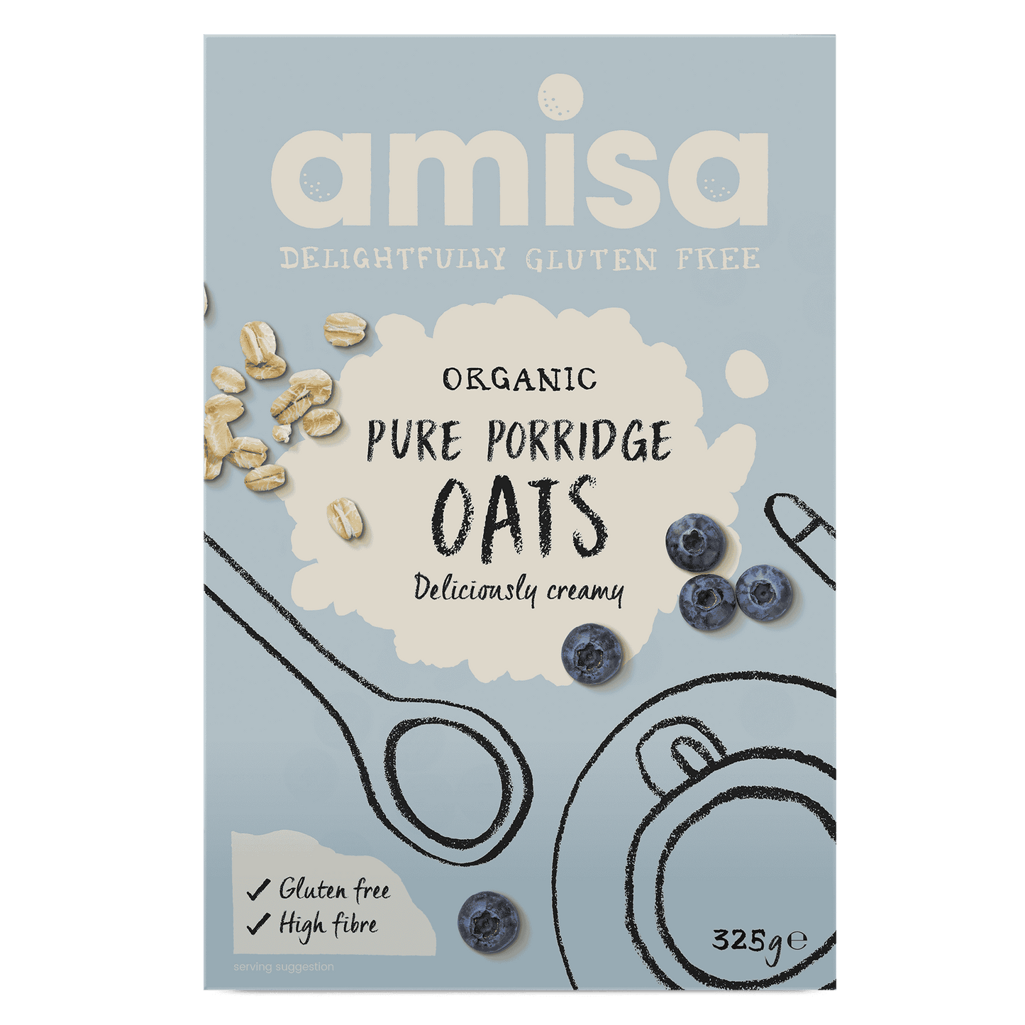 Amisa Organic Pure Porridge Oats - GF - 325g