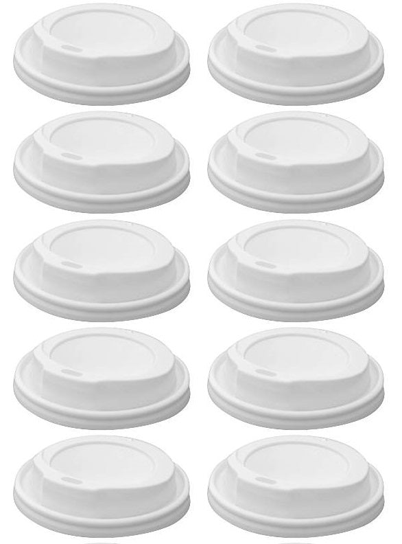 10 x Hot Cup Lid White 10/12/16Oz - Huh  90Mm