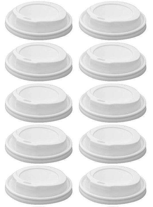 10 x Hot Cup Lid White 10/12/16Oz - Huh  90Mm