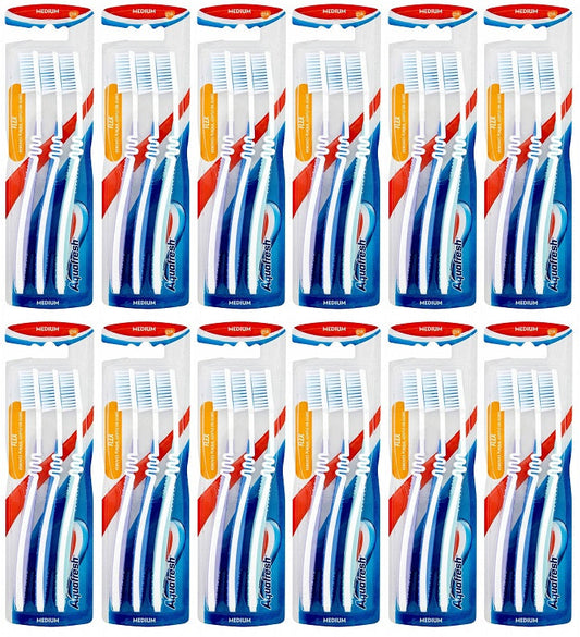 12 x Aquafresh Flex Toothbrush Medium Three Pack