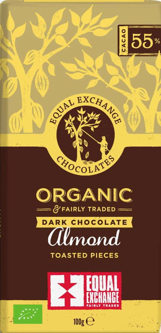 Equal Exchange Organic Dark Choc Almonds 55% - 100g