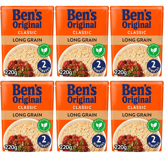 6 x Ben's Original Long Grain Microwave Rice 220G