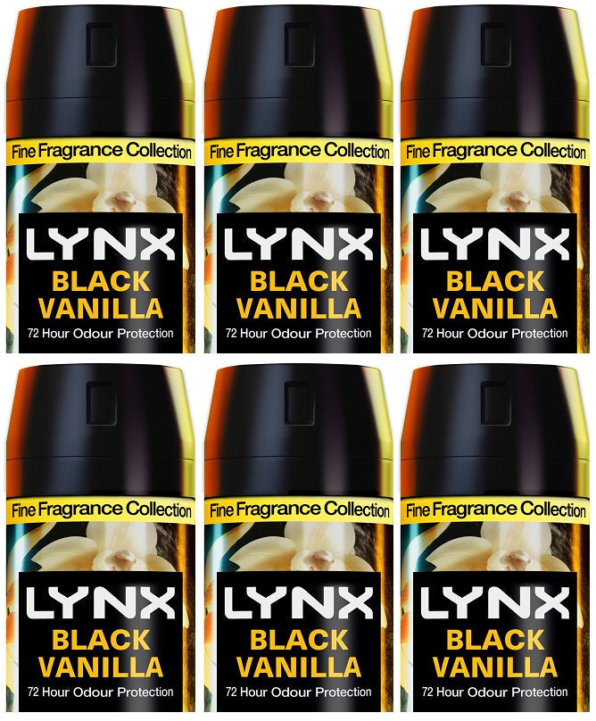 6 x Lynx Black Vanilla Kenobi Uk Bodyspray 150Ml