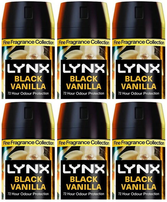 6 x Lynx Black Vanilla Kenobi Uk Bodyspray 150Ml