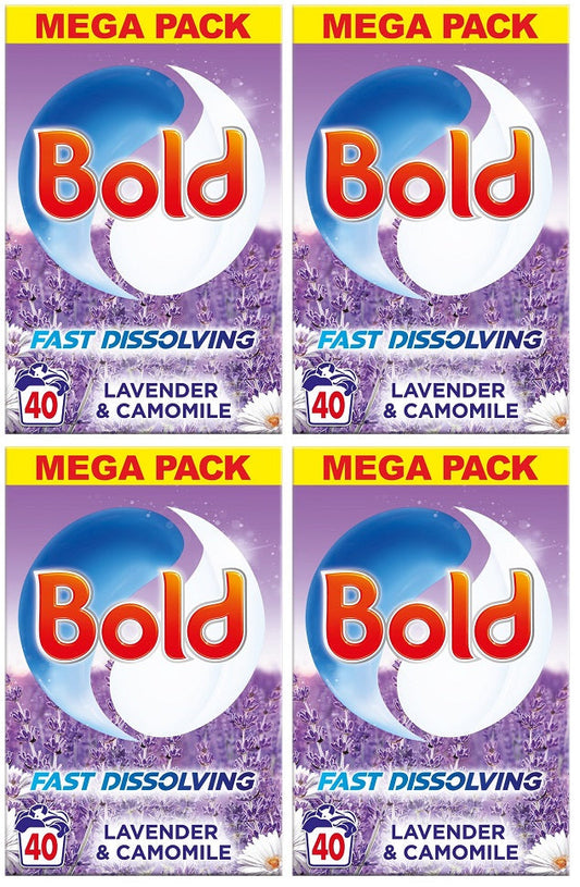 4 x Bold Washing Powder 2Kg 40 Washes Lavender & Camomile