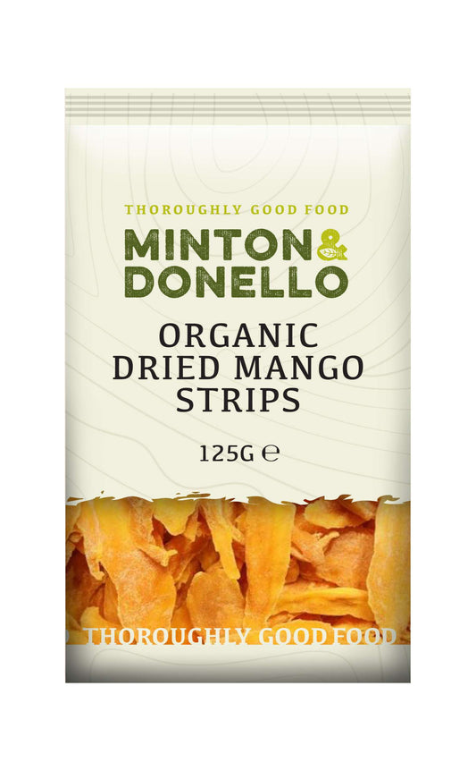 6 x Minton & Donello Organic Dried Mango Strips - 125g