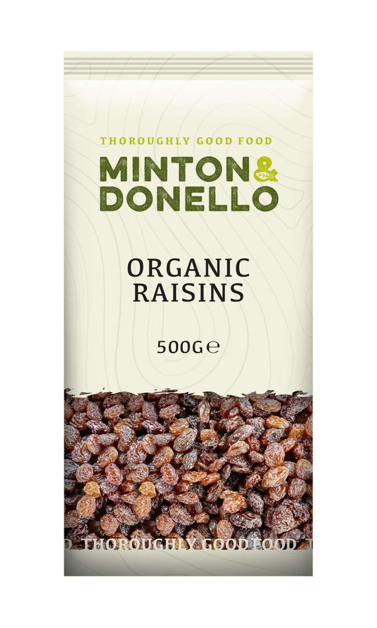 6 x Minton & Donello Organic Raisins - 500g