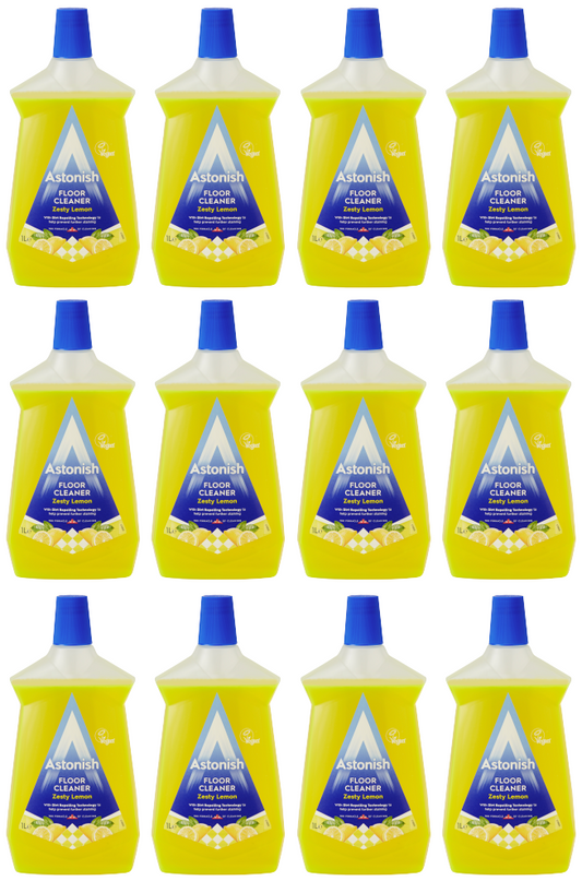 12 x Astonish Floor Cleaner Zesty Lemon 1 Litre