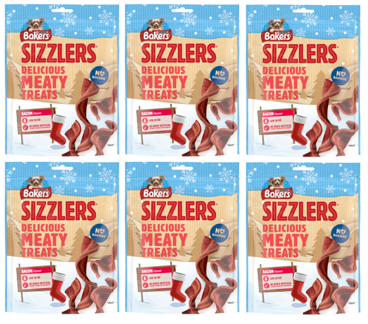 6 x Purina Bakers Sizzlers Bacon 90Gm