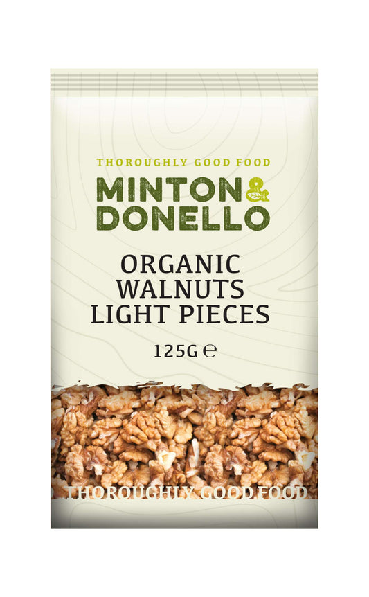 6 x Minton & Donello Organic Walnuts Light Halves - 125g