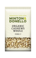 6 x Minton & Donello Organic Whole Cashews - 250g