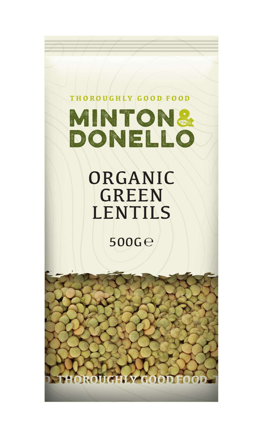 6 x Minton & Donello Organic Green Lentils - 500g