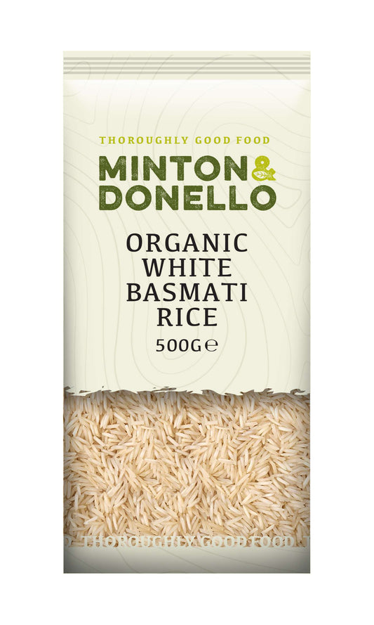 6 x Minton & Donello Organic White Basmati Rice - 500g