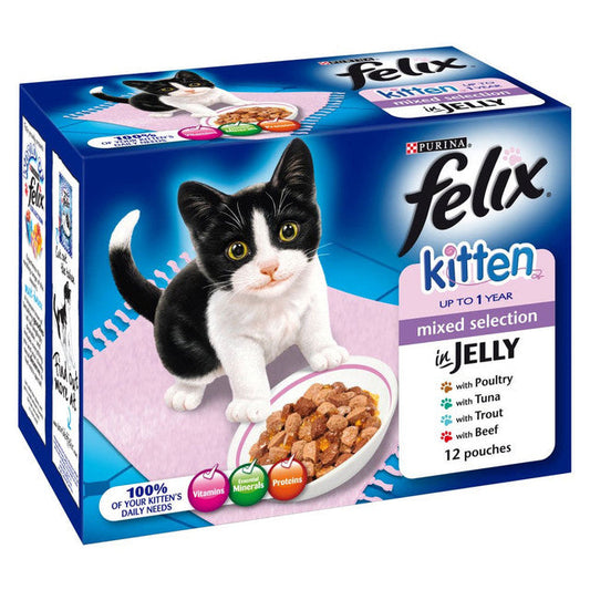 4 x Felix Kitten Mixed Selection In Jelly Cat Food 12X85G