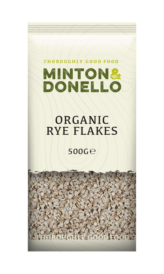 6 x Minton & Donello Organic Rye Flakes - 500g