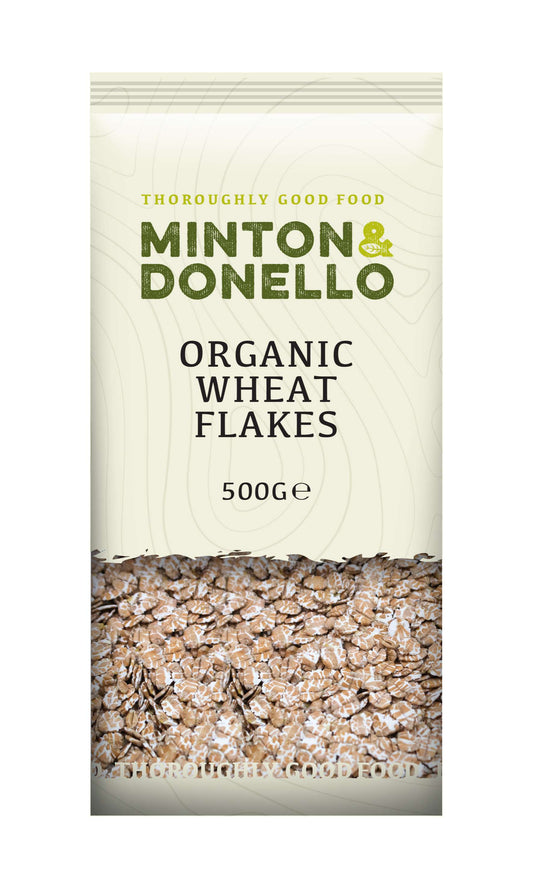 6 x Minton & Donello Organic Wheat Flakes - 500g