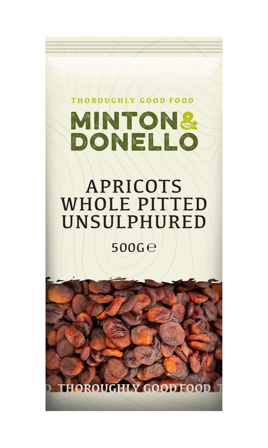 6 x Minton & Donello Apricots Whole Pitted Unsulphured - 500g