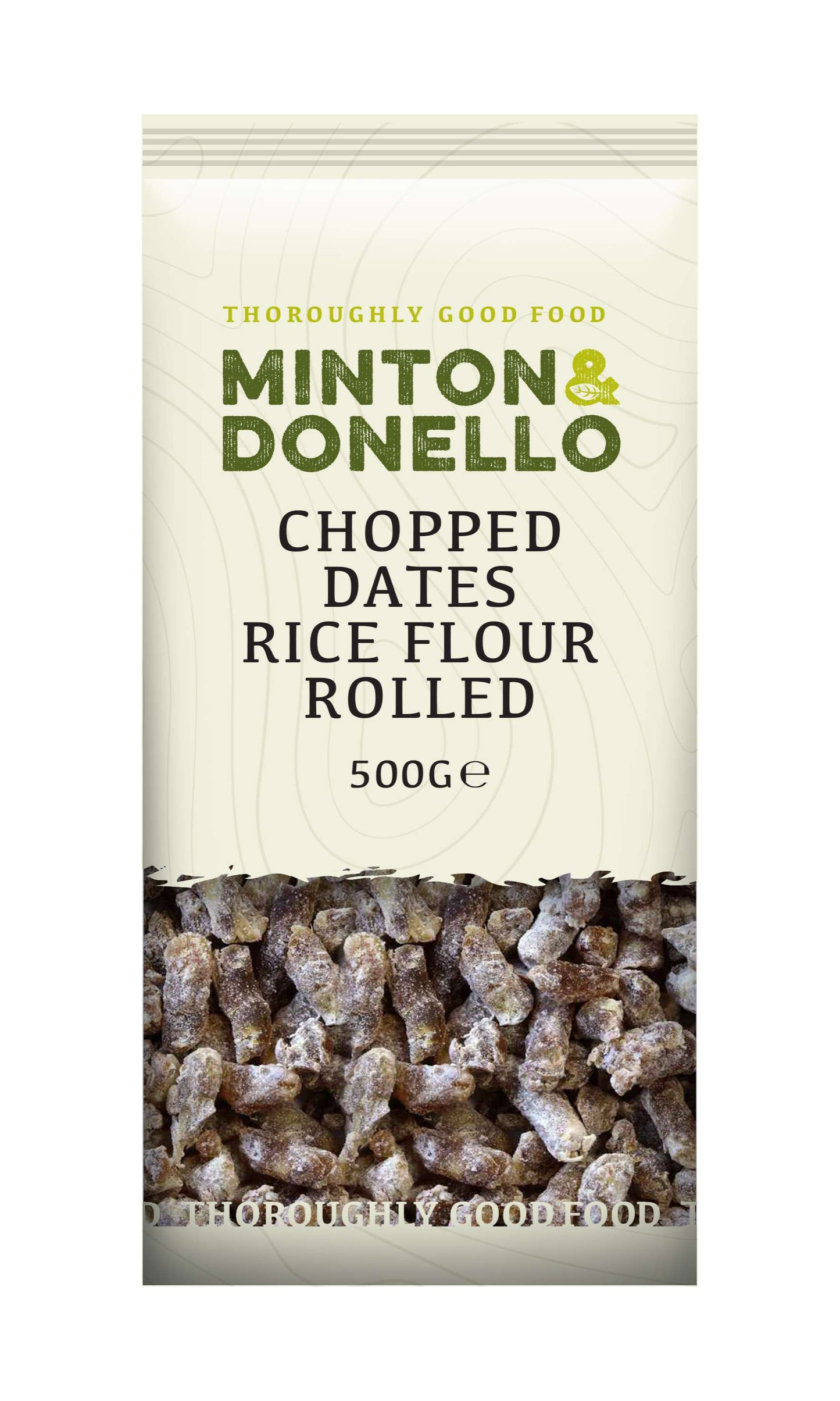 6 x Minton & Donello Chopped Dates Rice Flour Rolled - 500g