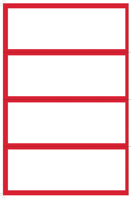 50 x Blank Large Shelf Cards (4 Sc Per Page) A4