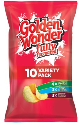 12 X Golden Wonder 10pk Assorted Crisps 10X25GM