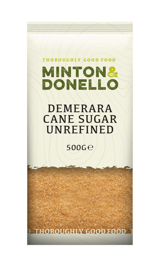 6 x Minton & Donello Demerara Cane Sugar Unrefined - 500g