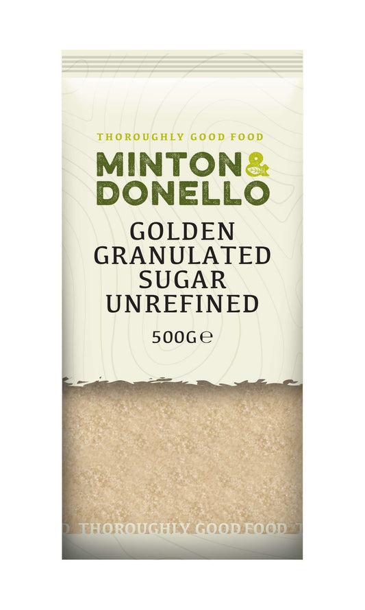 6 x Minton & Donello Golden Granulated Sugar Unrefined - 500g