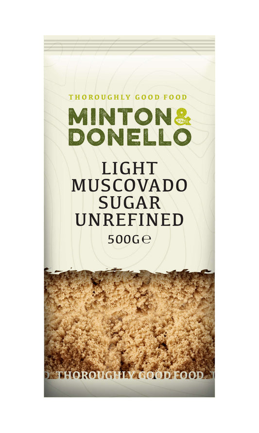 6 x Minton & Donello Light Muscovado Sugar Unrefined - 500g