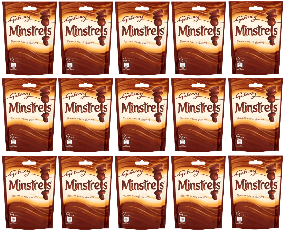15 x Galaxy Minstrels Chocolate Pouch Bag 125G